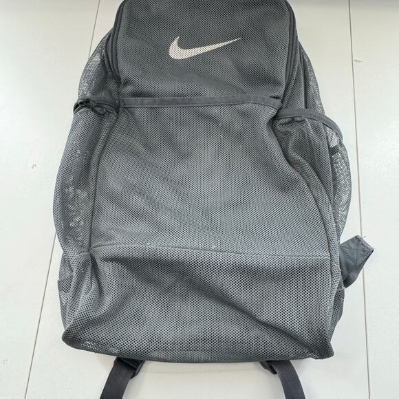 Nike Brasilia MESH Training Gym School Backpack Gray Security Mesh - Picture 3 of 10
